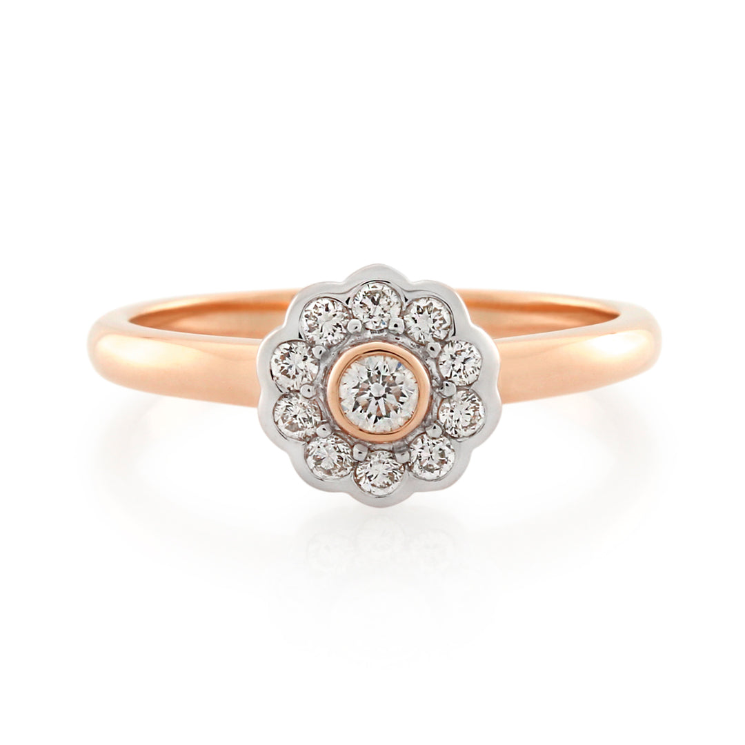 9CT ROSE GOLD DIAMOND CLUSTER RING