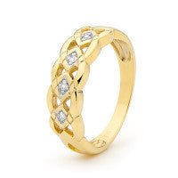 9CT YELLOW GOLD PLAITED DIAMOND RING