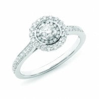 9ct white gold diamond set ring