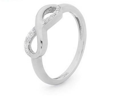 9CT WHITE GOLD DIAMOND INFINITY RING