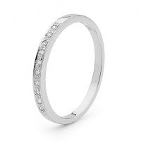9ct white gold diamond set band
