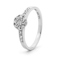 9ct white gold diamond set engagement style ring