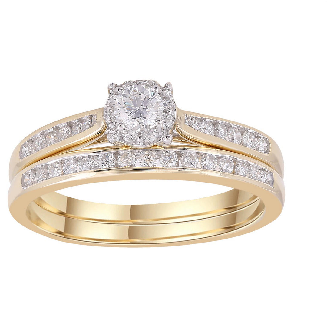 9CT YELLOW GOLD DIAMOND BRIDAL SET TDW=0.50CT HI I1