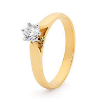9CT YELLOW GOLD DIAMOND SOLITAIRE RING TDW=0.30CT