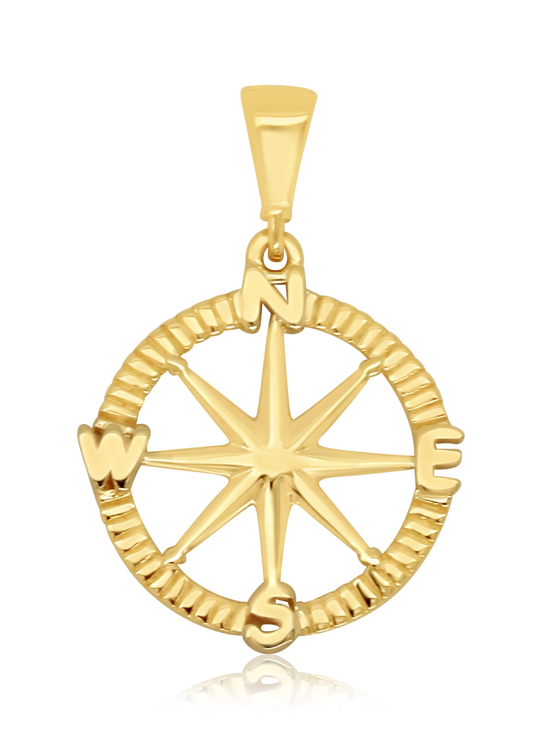 9CT YELLOW GOLD OPEN COMPASS PENDANT