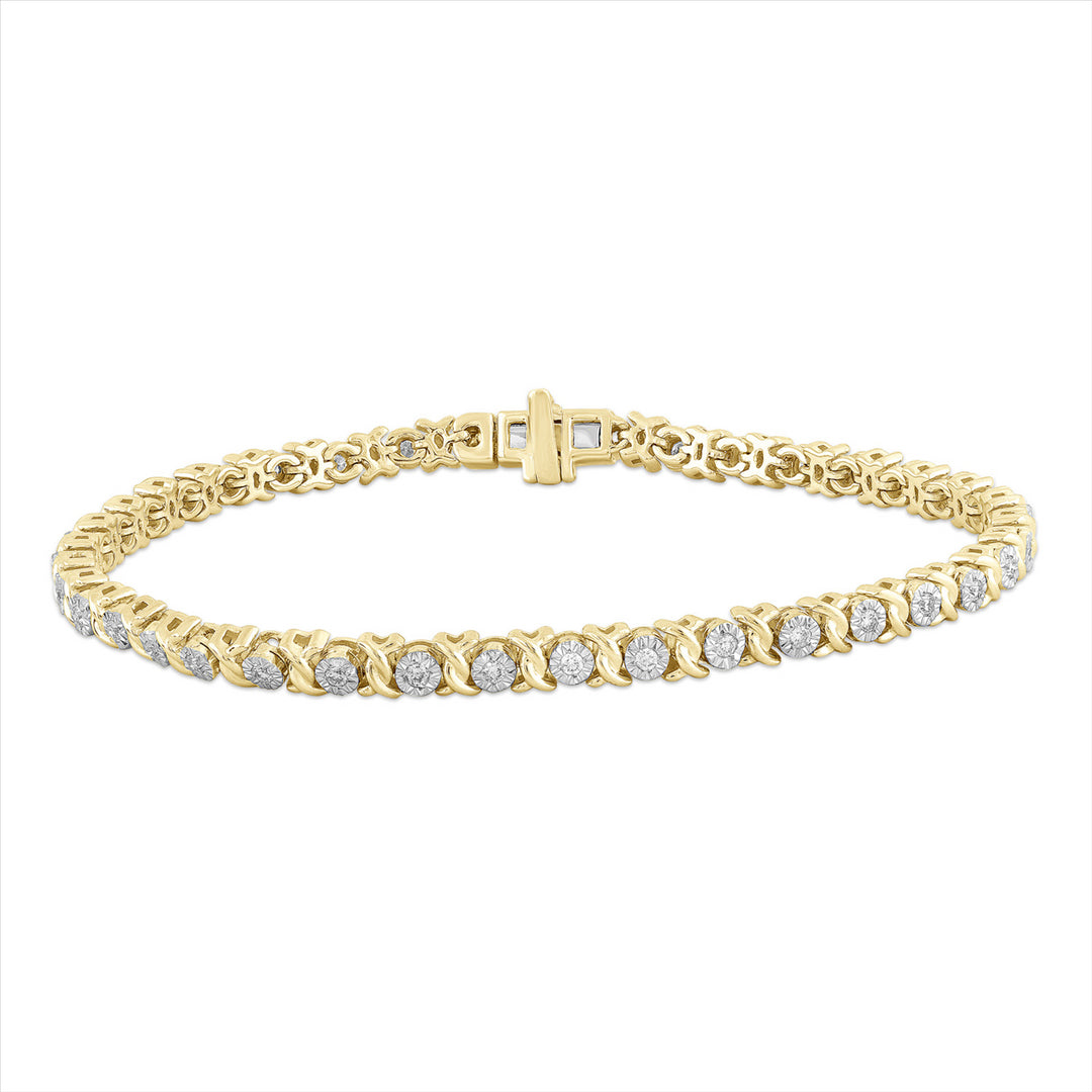 9CT YELLOW GOLD 0.50CT HI I1 DIAMOND BRACELET 18.5CM