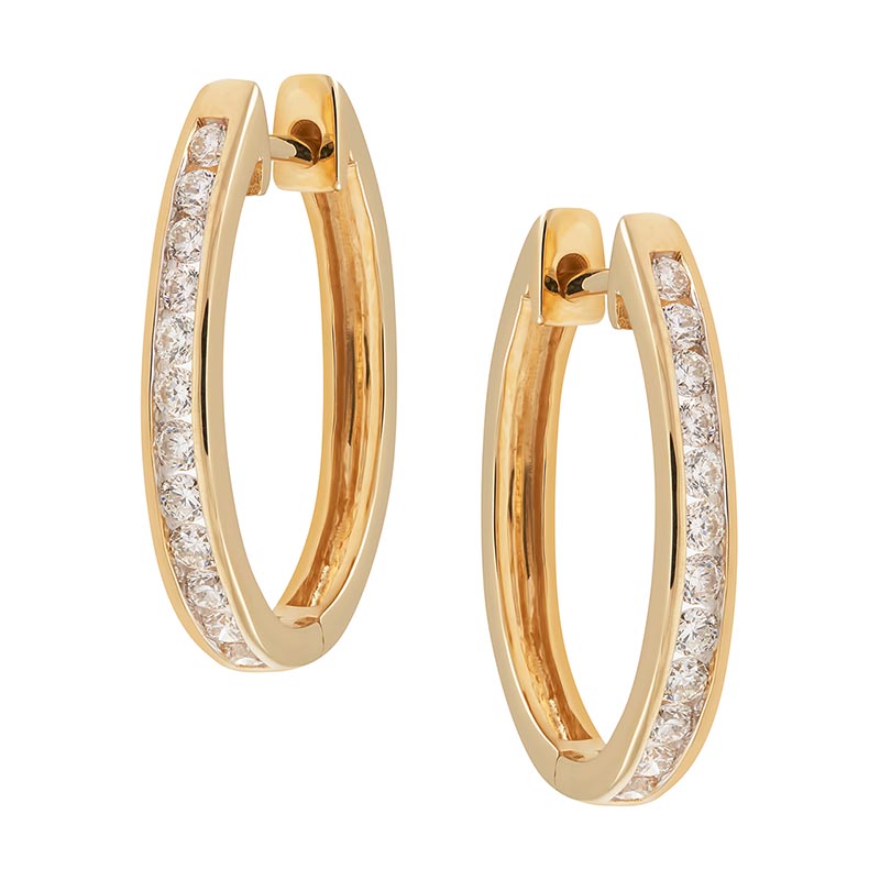 9CT YELLOW GOLD DIAMOND HUGGIES TDW= 0.50CT