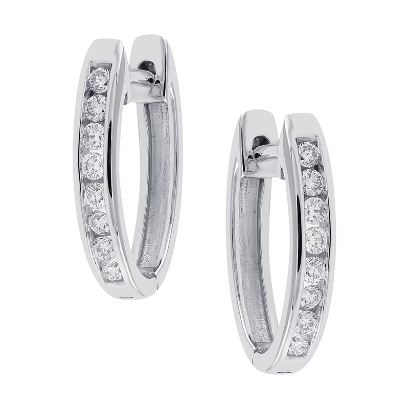9CT WHITE GOLD DIAMOND HUGGIES. TDW=0.25CT I P1
