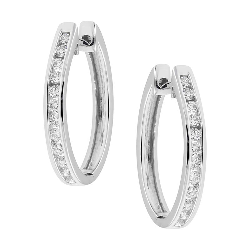 9CT WHITE GOLD DIAMOND HUGGIES. TDW=0.50CT