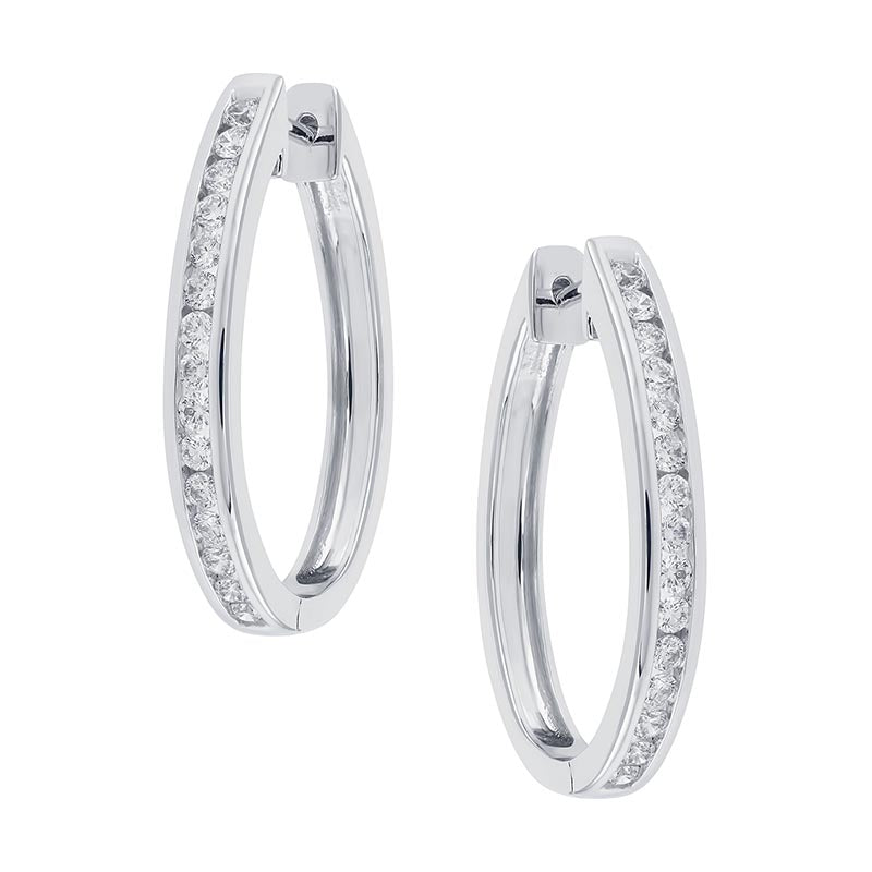 9CT WHITE GOLD 1.00CT DIAMOND HUGGIES
