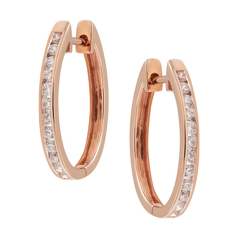 9CT ROSE GOLD DIAMOND HUGGIES TDW=0.50CT
