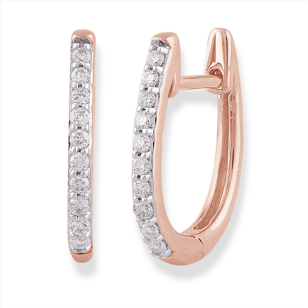 9CT ROSE GOLD 0.15CT HI I1 DIAMOND HUGGIE EARRINGS