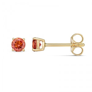 9CT GOLD 4mm CLAW SET PINK TOURMALINE STUD EARRINGS OCTOBER BIRTHSTONE