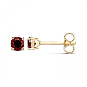 9CT GOLD 4mm GARNET STUD EARRINGS JANUARY BIRTHSTONE