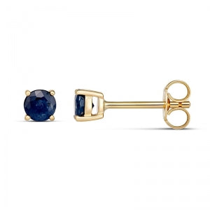 9CT GOLD 4mm ROUND CLAW SET SAPPHIRE STUD EARRINGS SEPTEMBER BIRTHSTONE