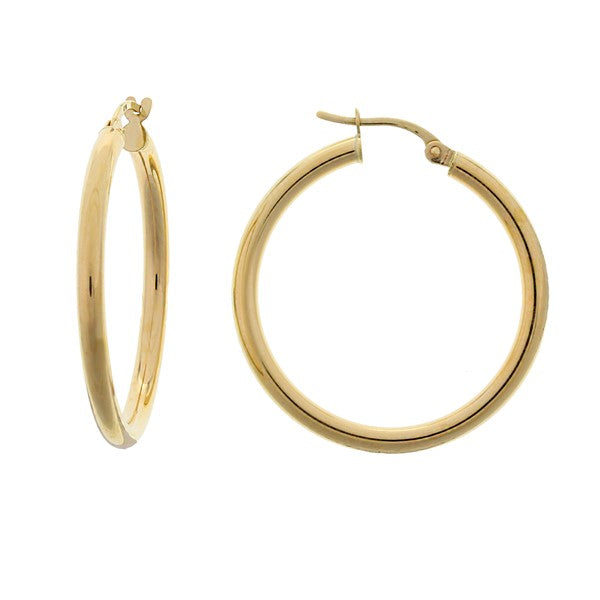 9CT YELLOW GOLD ROUND HOOP EARRINGS 25mm