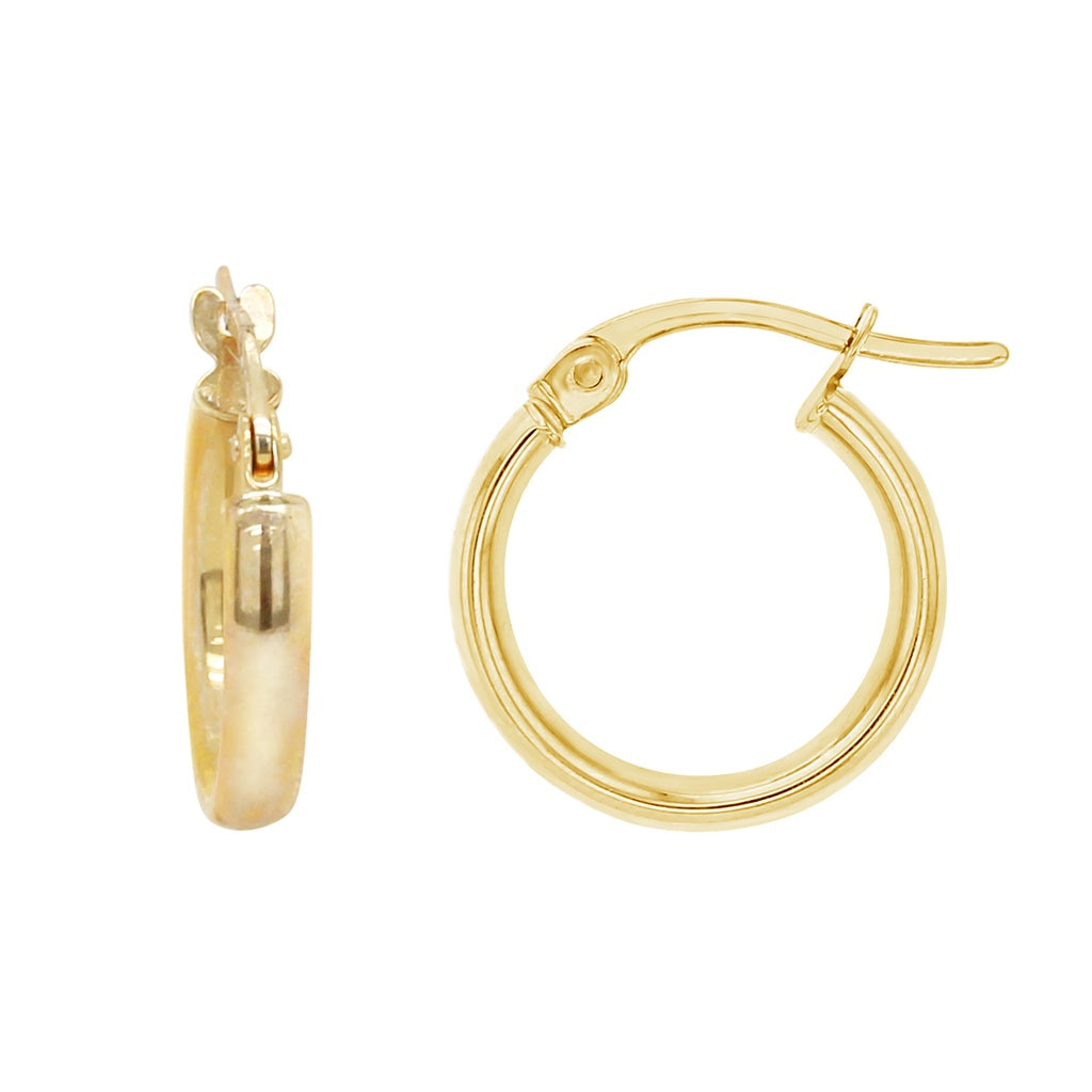 9CT YELLOW GOLD HALF ROUND 10MM HOOP EARRINGS