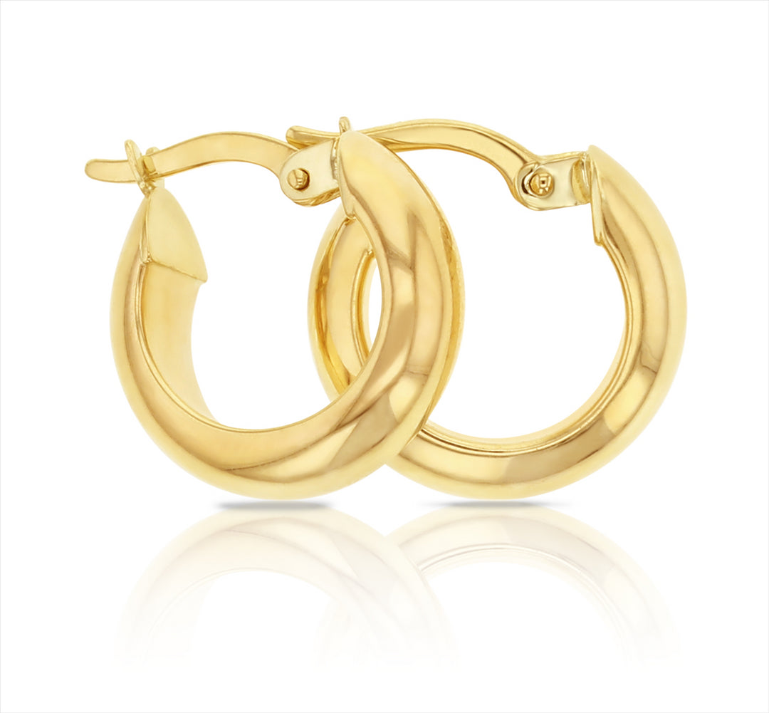 9CT YELLOW GOLD DOMED 5X10MM POLISHED HOOP EARRINGS