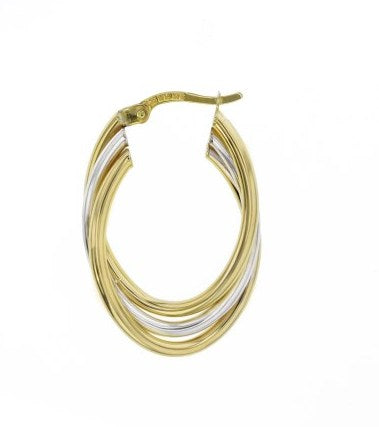 9CT GOLD SILVER FILLED 15MM FANCY HOOP EARRINGS