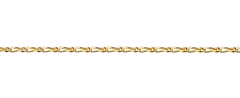 9CT YELLOW GOLD SOLID 1+1 FIGARO CHAIN 45CM