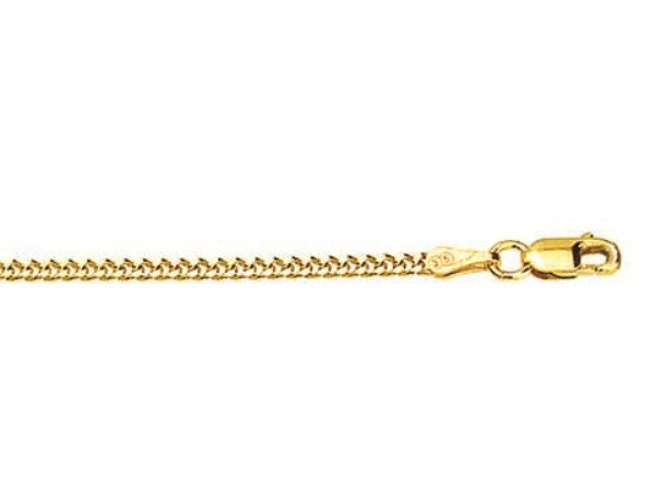 9CT YELLOW GOLD 2mm SOLID DIAMOND CUT CURB CHAIN 50CM