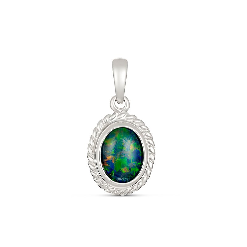STERLING SILVER 8X6mm OPAL PENDANT