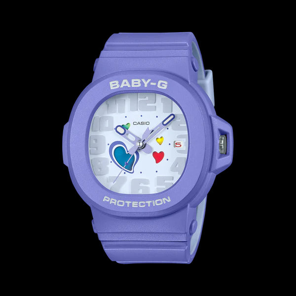 BABY G ANA SWING HEART DIAL PURPLE FACE RESIN BAND
