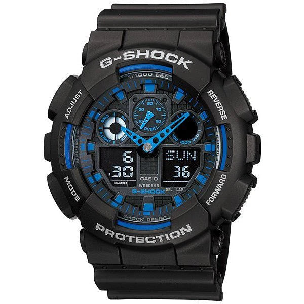 CASIO G-SHOCK ANA/DIG DUO 200M WR ANTI MAGNETISM 1/1000 SWATCH BLUE BEZEL