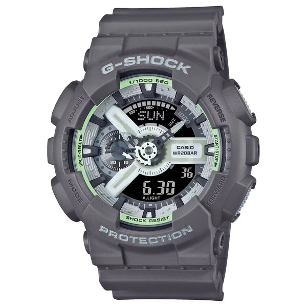 G SHOCK DUO HIDDEN GLOW, WHITE FACE GREY RESIN BAND