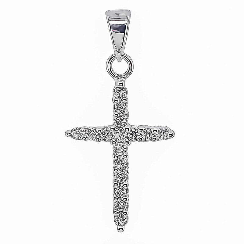 STERLING SILVER CZ CROSS PENDANT