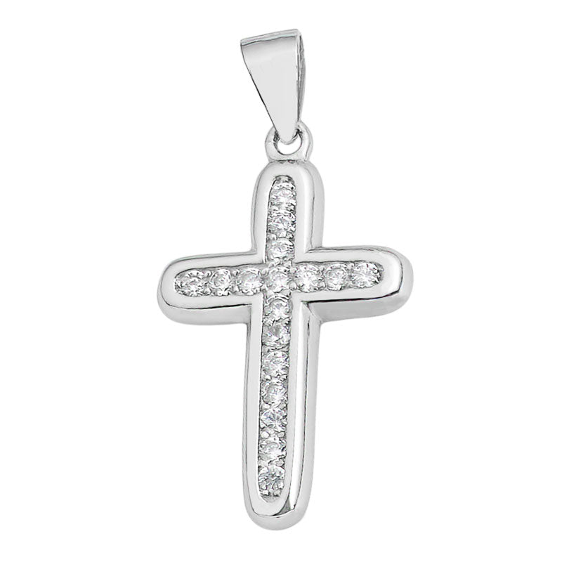STERLING SILVER CZ CROSS PENDANT