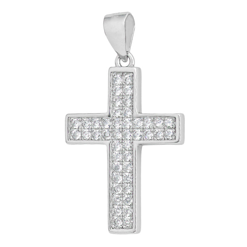 STERLING SILVER CZ CROSS PENDANT