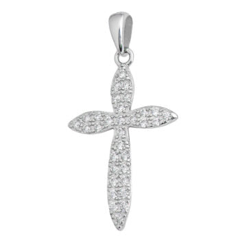 STERLING SILVER CZ CROSS PENDANT