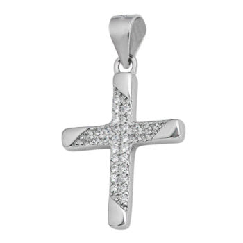 STERLING SILVER CZ CROSS PENDANT