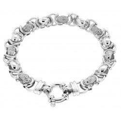 STERLING SILVER HANDMADE HUGS & KISSES BRACELET 20CM