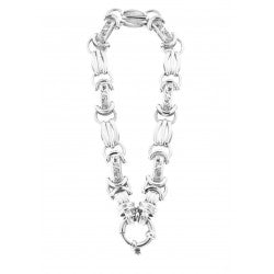 STERLING SILVER HANDMADE FANCY LINK BRACELET 21CM