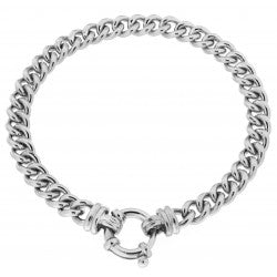 STERLING SILVER HANDMADE CURB BRACELET 19.5CM