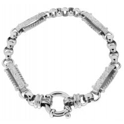 STERLING SILVER HANDMDAE FANCY PLATE WITH BELCHER CHAIN 50CM
