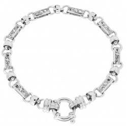 STERLING SILVER HANDMADE FANCY LINK + BELCHER CHAIN 46CM