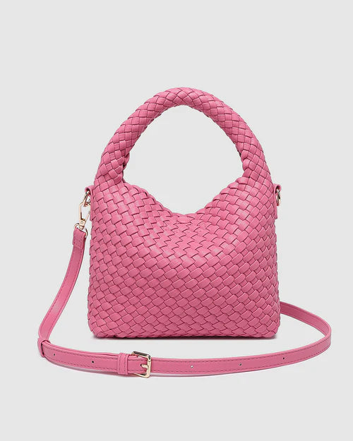 LOUENHIDE GABBY MINI WOVEN SHOULDER BAG PINK
