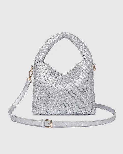 LOUENHIDE GABBY MINI WOVEN SHOULDER BAG SILVER