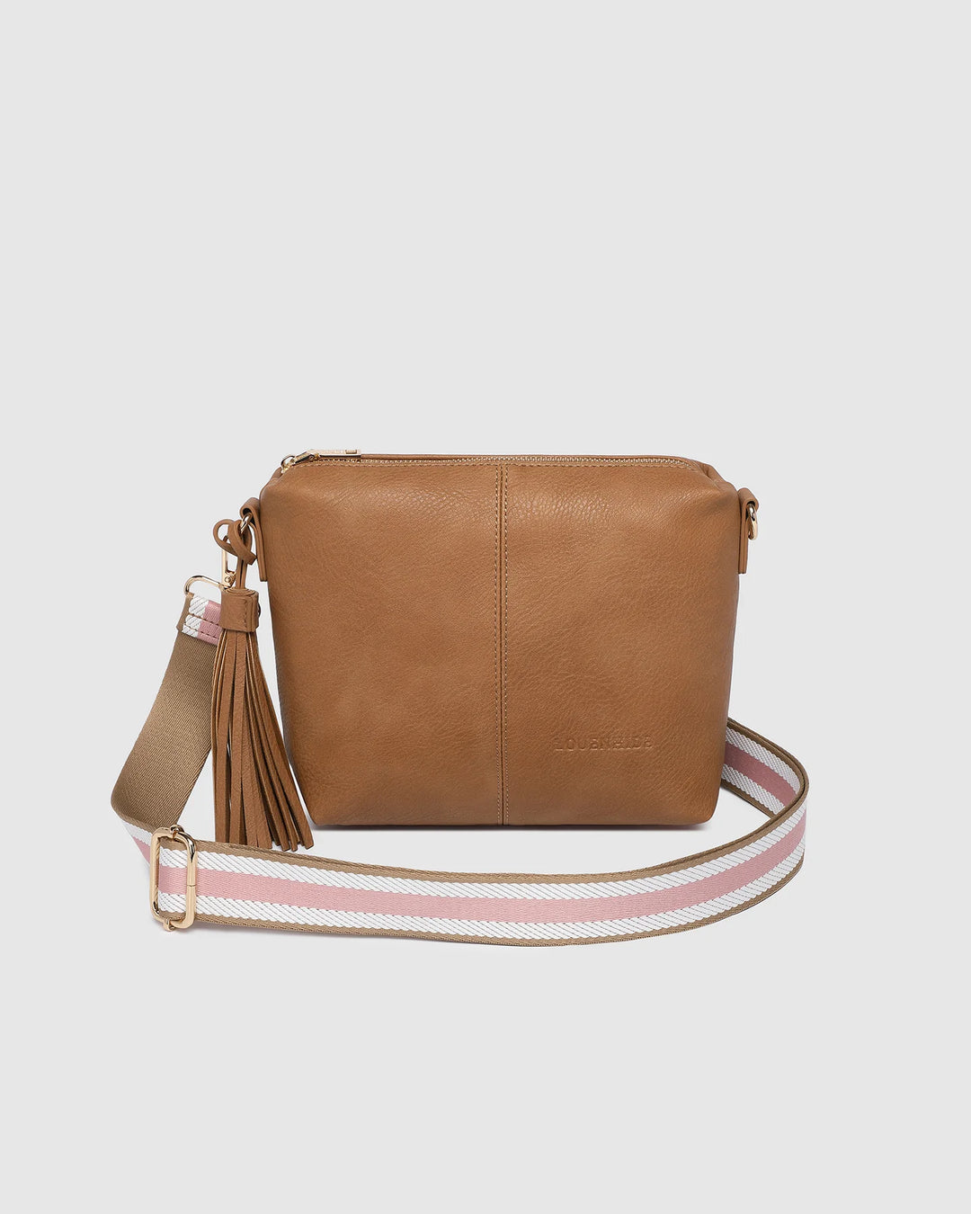 LOUENHIDE KASEY STRIPE CROSSBODY BAG CAMEL