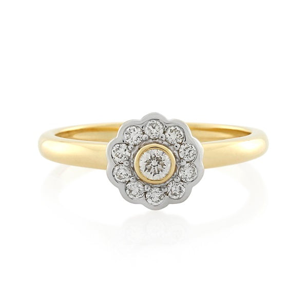 9CT YELLOW GOLD DIAMOND RING TDW = 0.25 JK P1 Size O