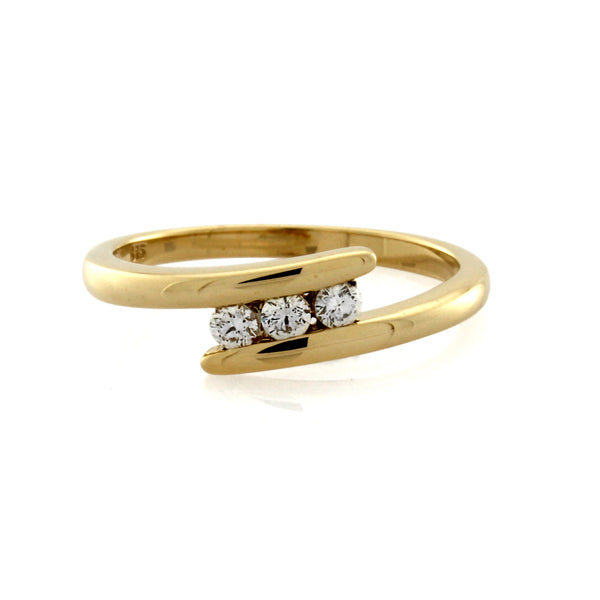 9CT YELLOW GOLD DIAMOND RING TDW=0.15CT JK P1 Size N