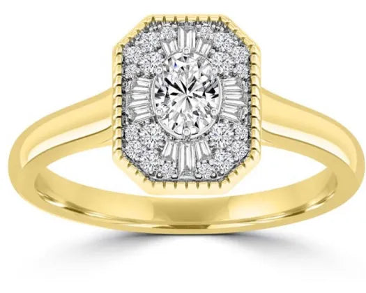 9CT YELLOW GOLD DIAMOND RING TDW=.50CT HI I1