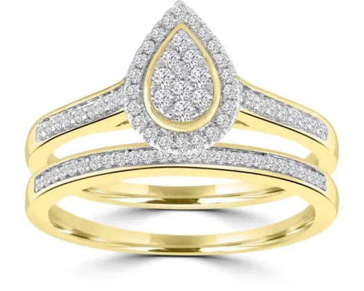 9CT YELLOW GOLD DIAMOND RING SET TDW=0.33CT HI I1 SIZE P