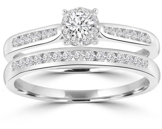 9CT WHITE GOLD DIAMOND RING SET TDW=0.50CT HI I1 SIZE P