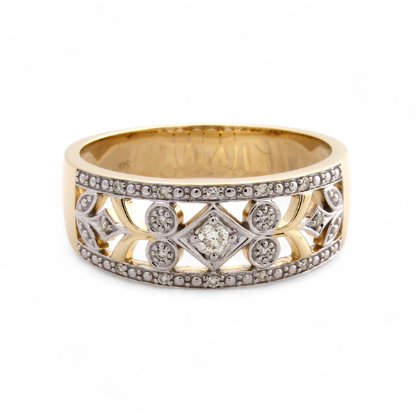 9ct yellow gold diamond ring tdw=0.14ct size U