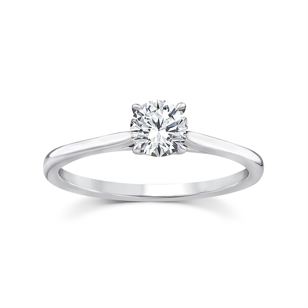 9CT WHITE GOLD 0.50CT F VS LAB GROWN DIAMOND ROUND 4 CLAW RING SIZE P