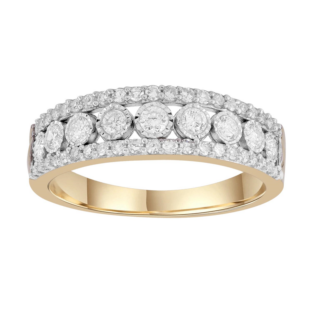 9CT YELLOW GOLD 0.50CT HI I1 DIAMOND RING SIZE N